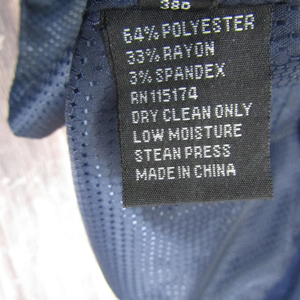 Suit Vest Mens 38 Blue Solid Polyester Stretch 3 Piece Formal Waistcoat